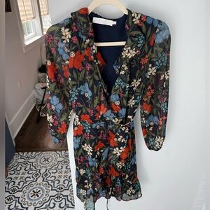 Astr Multicolor Floral Wrap Dress